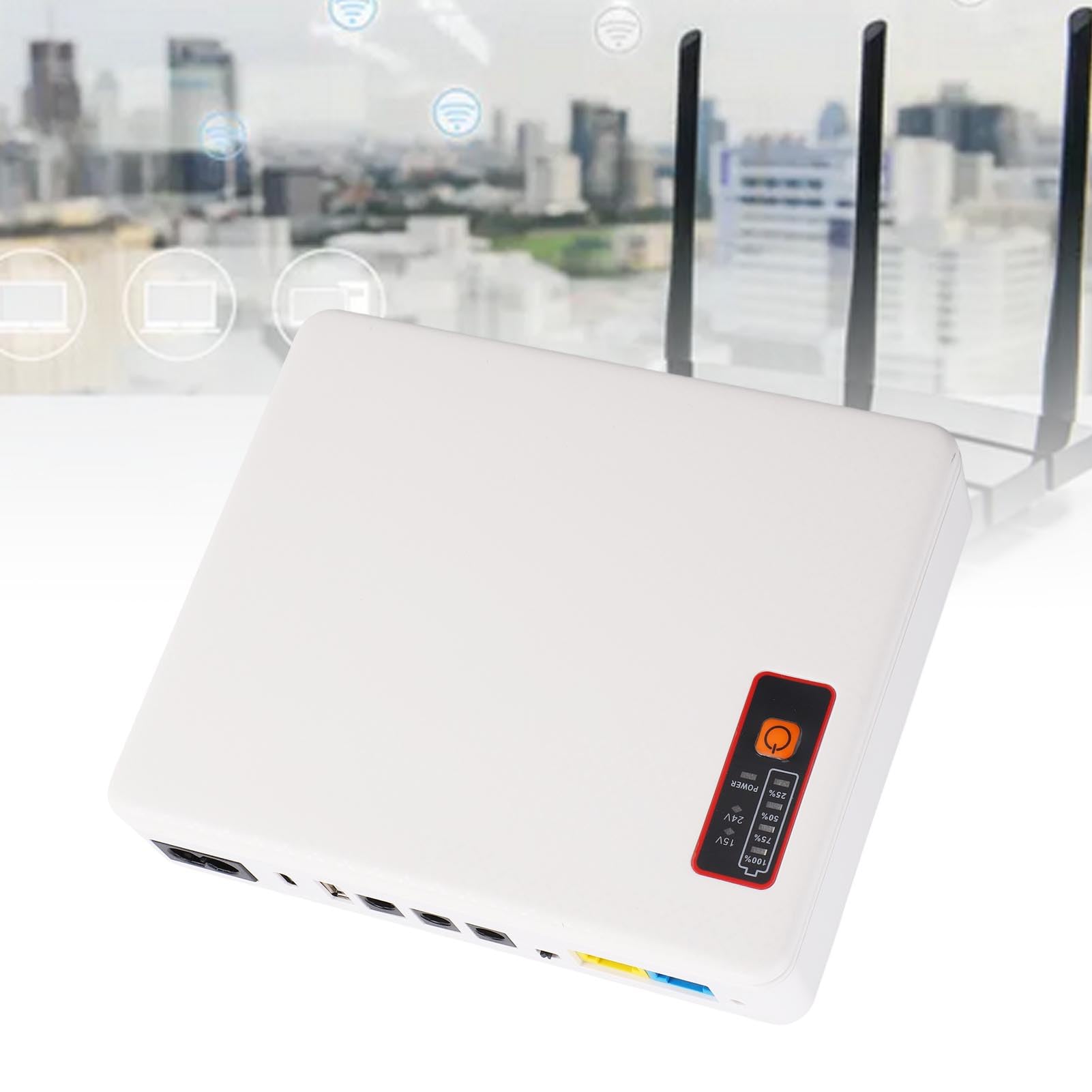 Mini UPS DC Batería de Respaldo Fuente de Alimentación Ininterrumpida 20800mAh ABS 18W para Enrutador Módem Cámara con USB Tipo C PoE Enchufe de la UE para Red de Oficina en Casa (Estándar