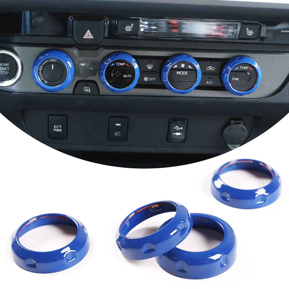 TongSheng Car ABS Air Conditioner and Volume Vent Outlet Knob Button Ring Cover 4pcs Compatible with Toyota Tacoma 2016 2017 2018 2019 2020 2021 2022