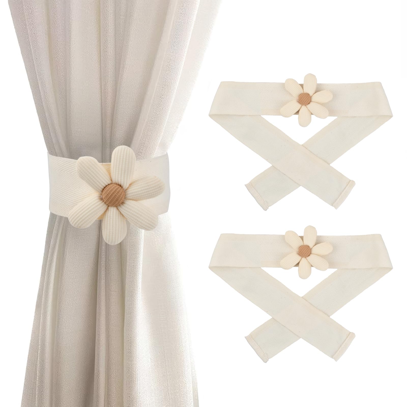 Dewocke 2 Piezas Alzapaños de Cortina, Forma de Flor Abrazaderas Cortinas, Ajustable Sujeta Cortinas, Sujeta Cortinas, Alzapaños Decorativos para Cortinas, para Dormitorio Salón y Oficina