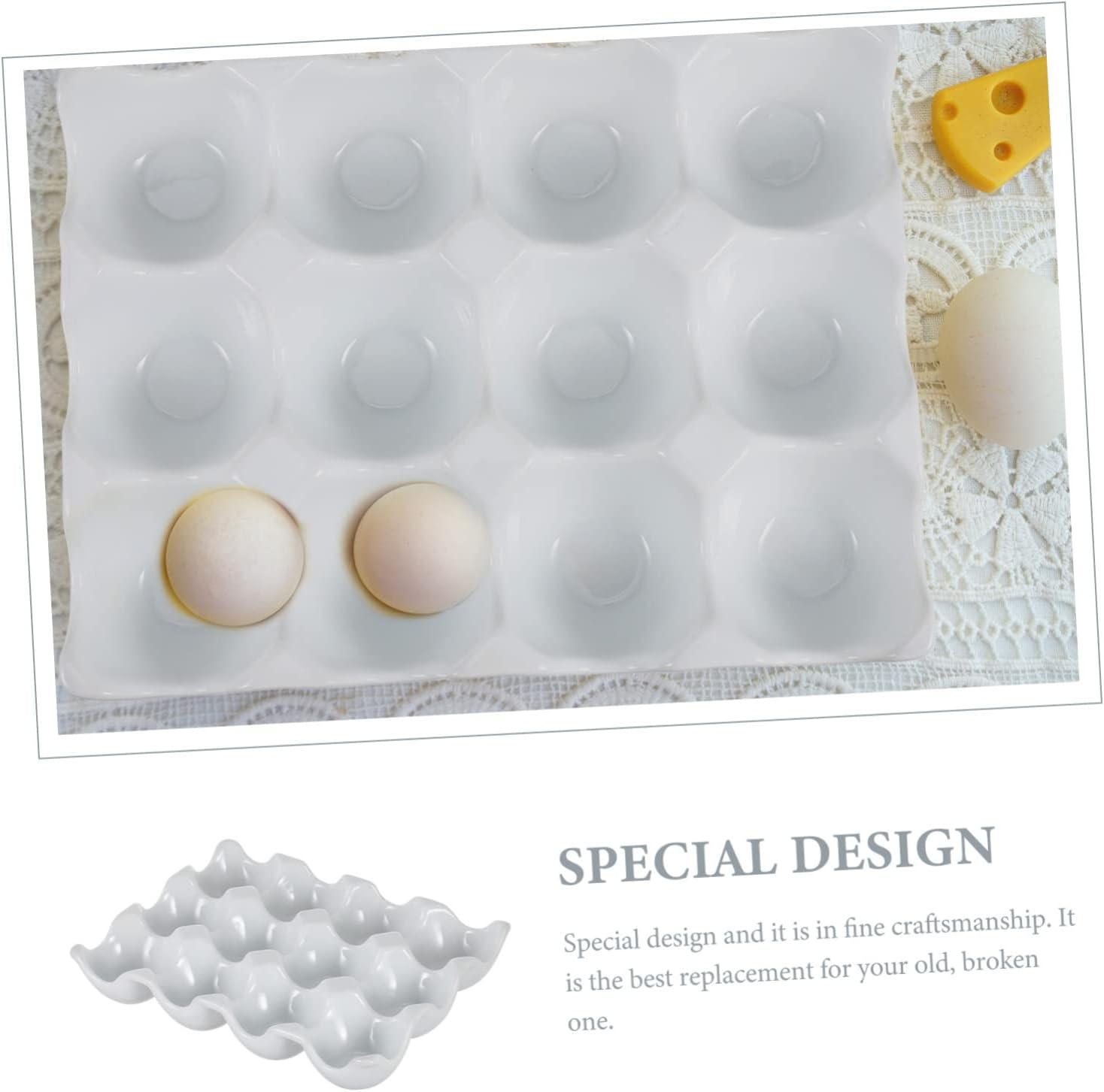Ceramic Egg Holder with Multi Refrigerator Storage Stable Design for Fresh Eggs Easy to Clean Tray for Easter Displays and Kitchen Organization