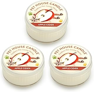 Pet House Mini Candles for Pet Odor Made with Natural Soy Wax, Plant Based, Dog and Cat Friendly Scented, Apple Cider Pack of 3