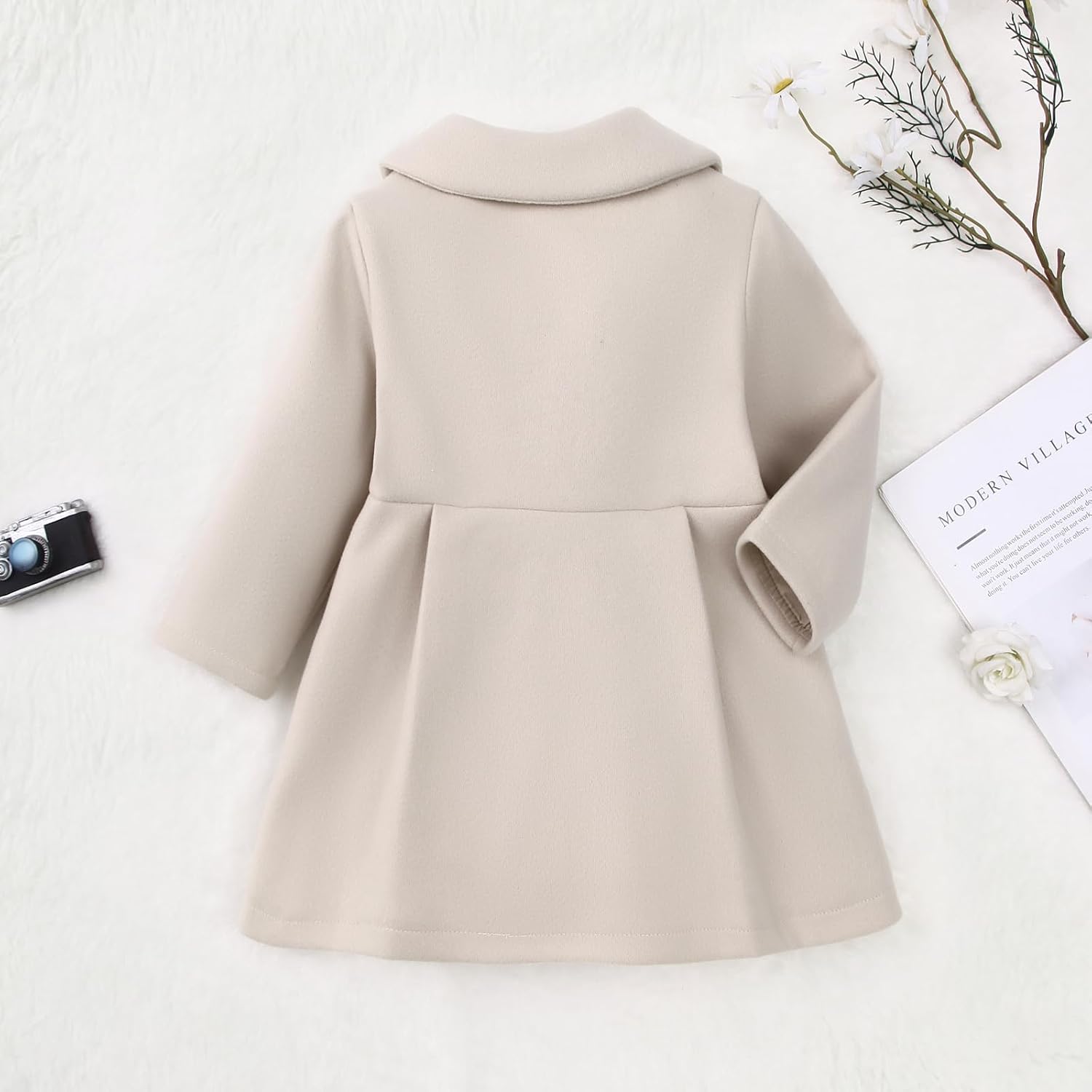 Toddler Baby Girl Coat Long Sleeve Buttons Jacket Kid Girl Dress Coat Outwear Clothes - Image 3