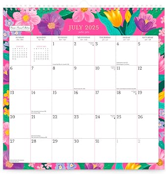 Bonnie Marcus OFFICIAL | 2026 12 x 12 Inch Hanging 18 Months Monthly Square Wire-O Calendar | Sticker Sheet | July 2025 - December 2026 | Plato | Fashion Designer Stationery