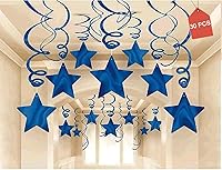 Vista 2 de Party Swirl Decorations, Hanging Swirl for Ceiling Decorations, Blue with Star, Pack of 30