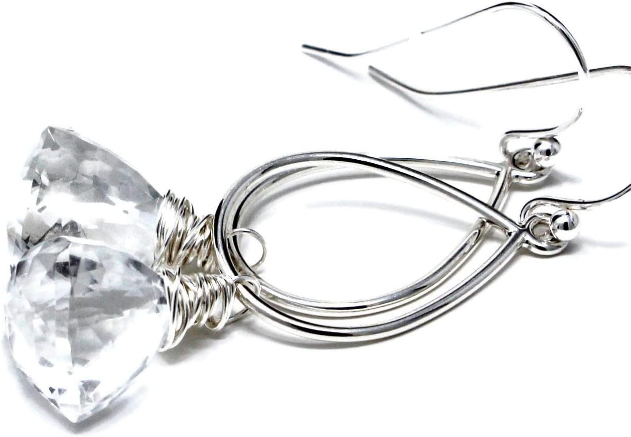 Chunky Statement Crystal Quartz Earrings Sterling Silver Dangling Trilliant Teardrop Pyramids - Image 8