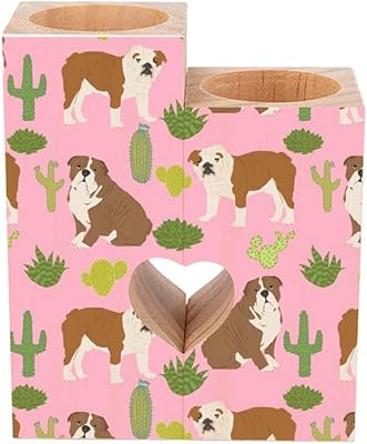 Amazon Co Jp ロマンチックな木製のハート型カップルキャンドルホルダー 英語ブルドッグピンクサボテンかわいい犬最高の犬 バレンタインデーの結婚式の家の装飾の装飾のためのキャンドルホルダーハート台座 2個 ホーム キッチン