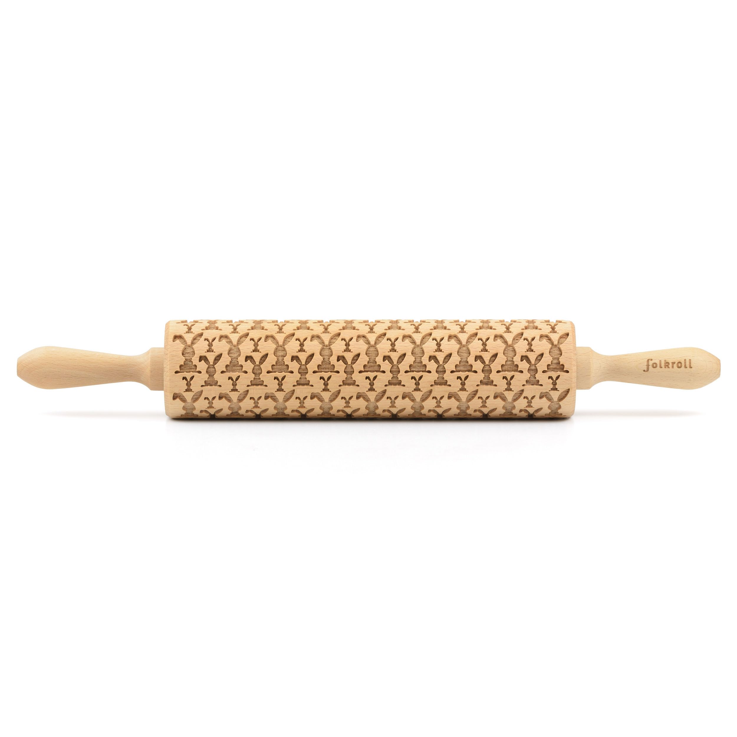 Rodillo de Pastelería Conejo de Pascua Rodillo de Estampado Madera de Haya Grande