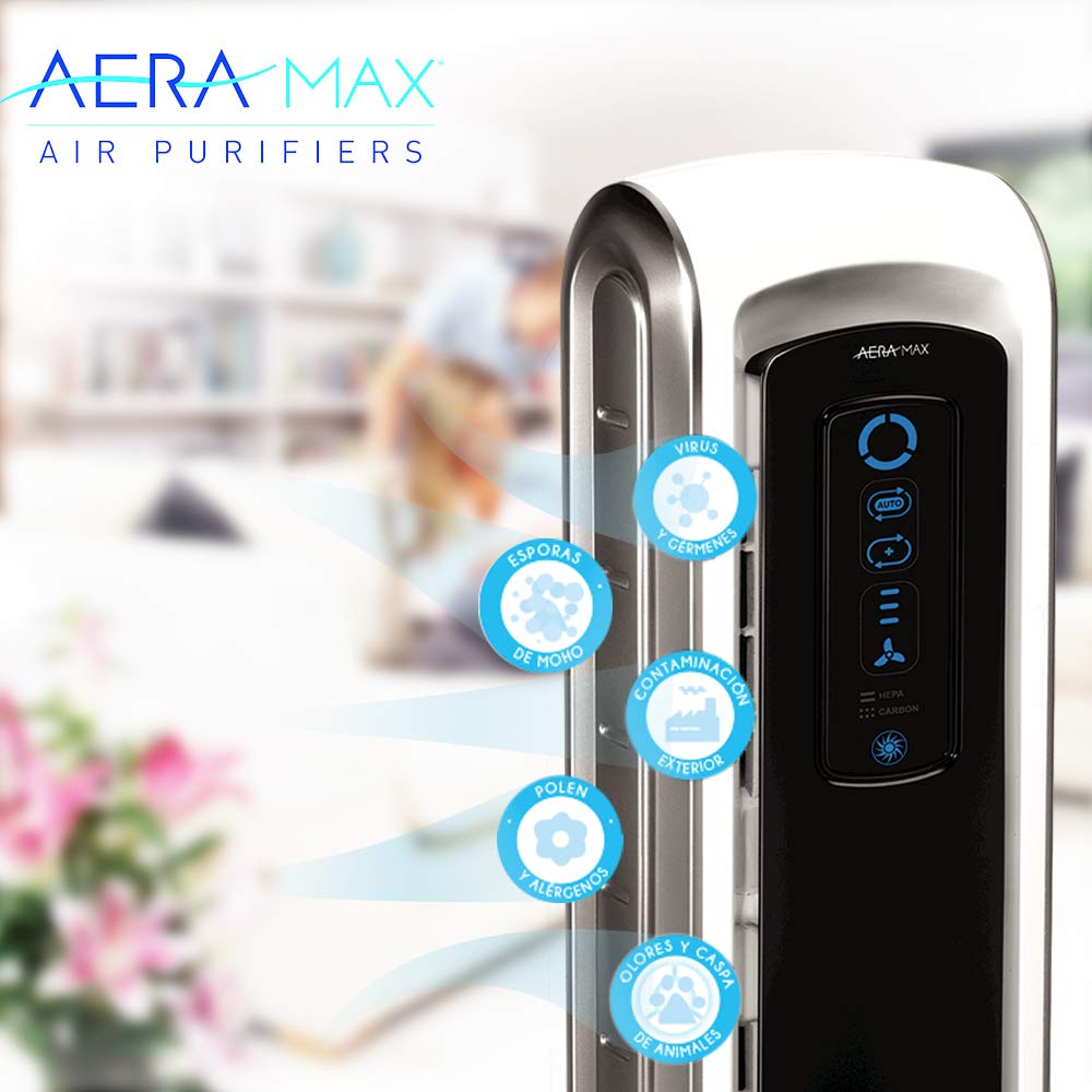 Fellowes Purificador de Aire AeraMax DX5, Sistema de Purificación en 4 Etapas con Filtro HEPA y Carbono, Tecnología AeraSafe y Auto Smart, Ideal para Estancias de hasta 40m²