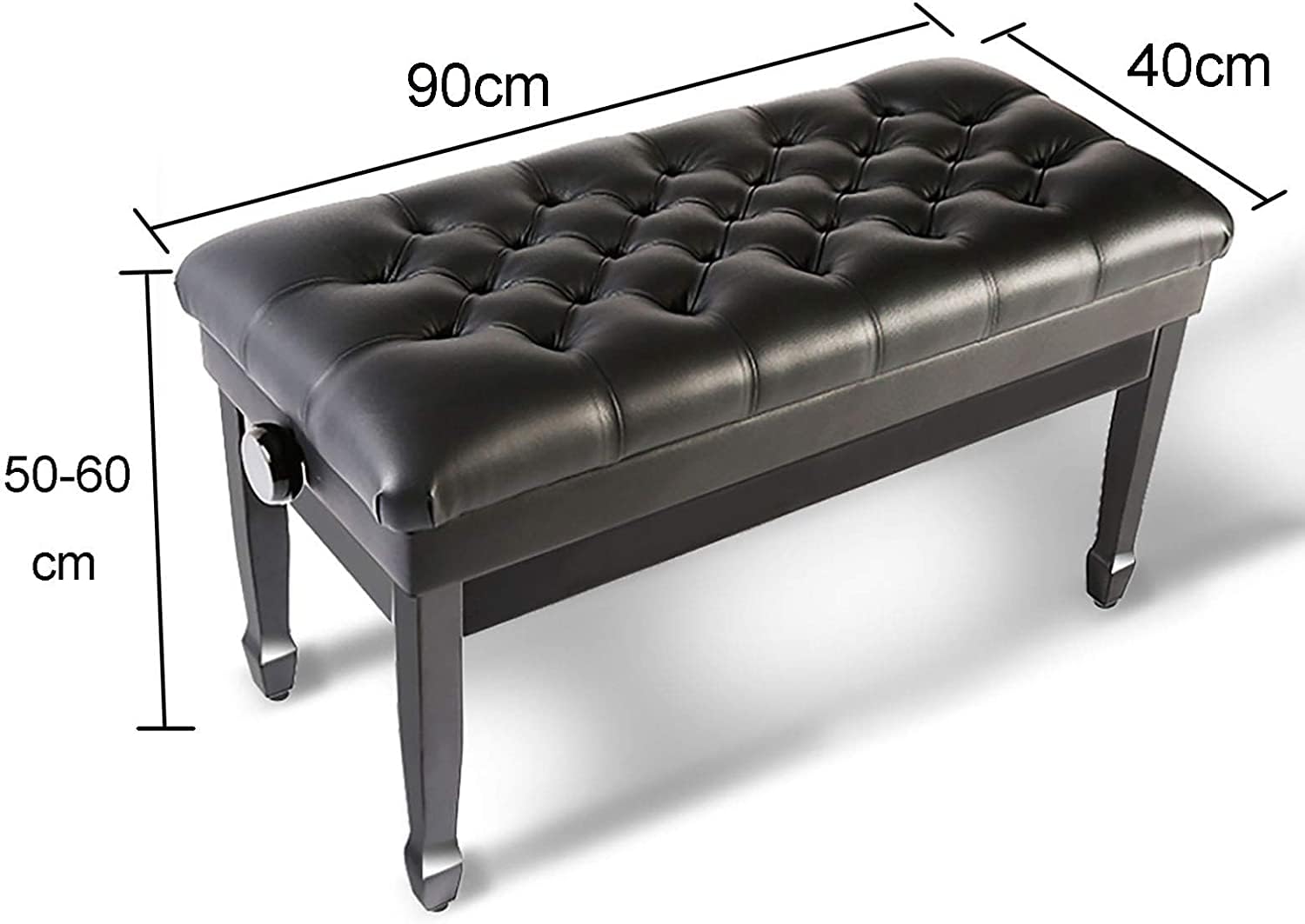 Klavierhocker, Bank, Frisiertisch, Doppelhocker, Keyboard mit Stauraum, höhenverstellbar: 50–60 cm (Null Schwarz)