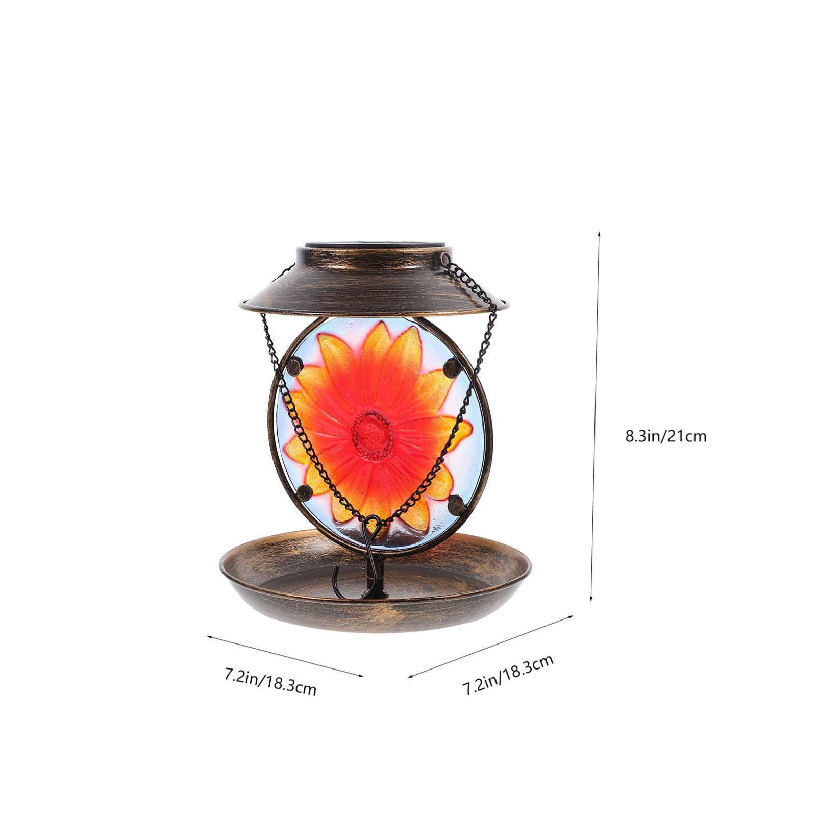 BESPORTBLE Mangiatoia per Uccelli Selvatici Vassoio Capiente e Portabicchieri Multipli Illuminazione Solare Automatica Notturna Installazione Sospesa Facile e Resistente Intemperie Design