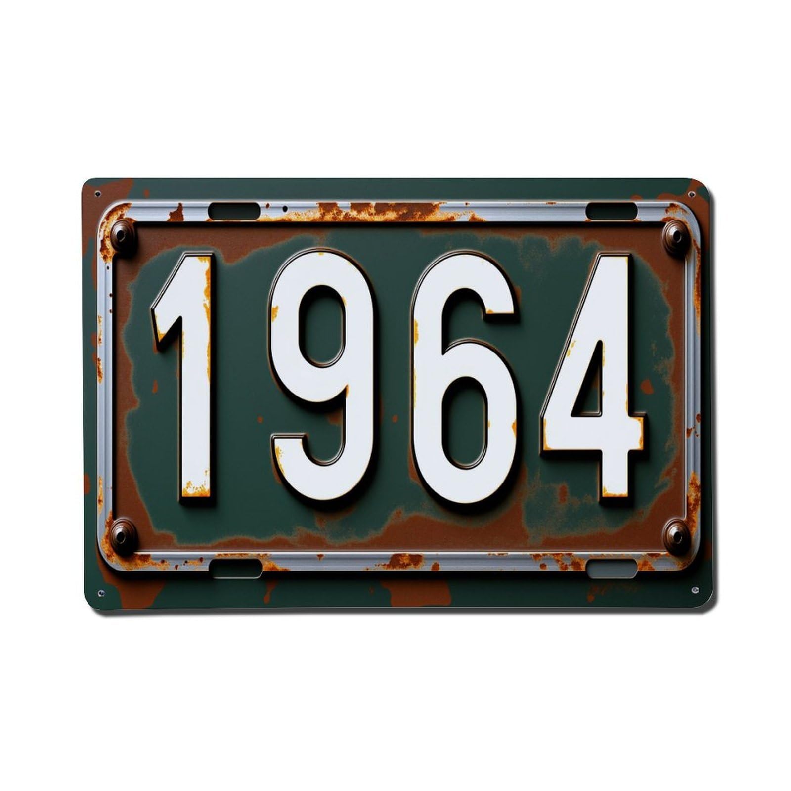 Vintage Metal Plate Number 1964 Tin Sign Vintage Metal Poster, Home Bar Garage Man Cave Cafe Indoor & Outdoor Wall Decoration 8x12Inches