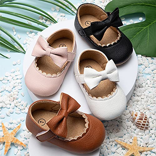 Meckior Infant Baby Girls Bowknot Mary Jane Flats Shoes Toddler Princess Wedding Dress Shoes Newborn Soft Rubber Sole Crib Sneaker Shoes #TOP1