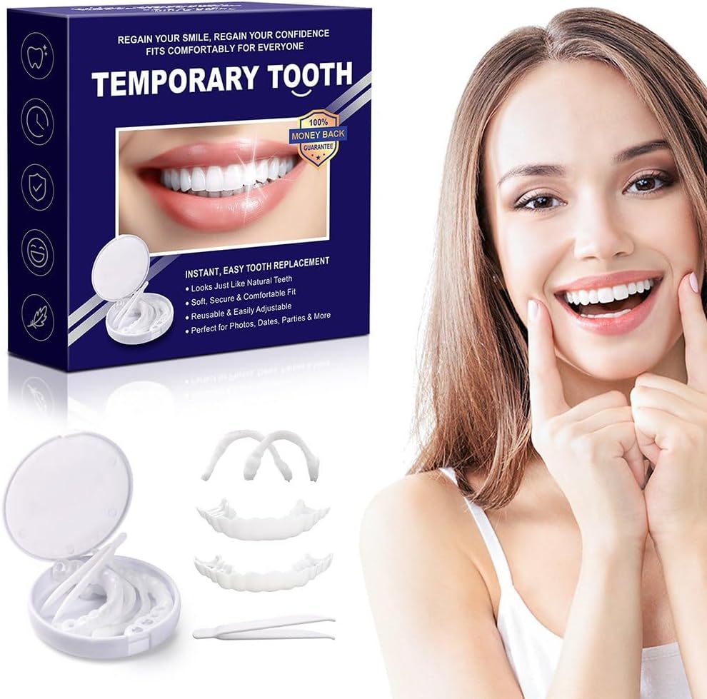 Temporary Snap-On Smile Veneers, Reusable Cosmetic Tooth Covers, Instant Smile Enhancer for Adults, Comfort Fit for Men and Women