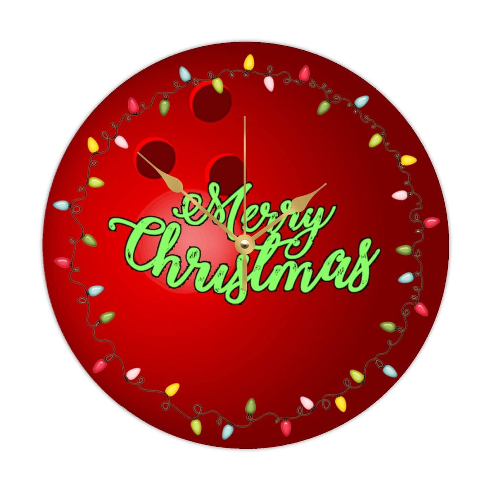 Horloge en bois Merry Christmas Bowling pour cuisine et salon