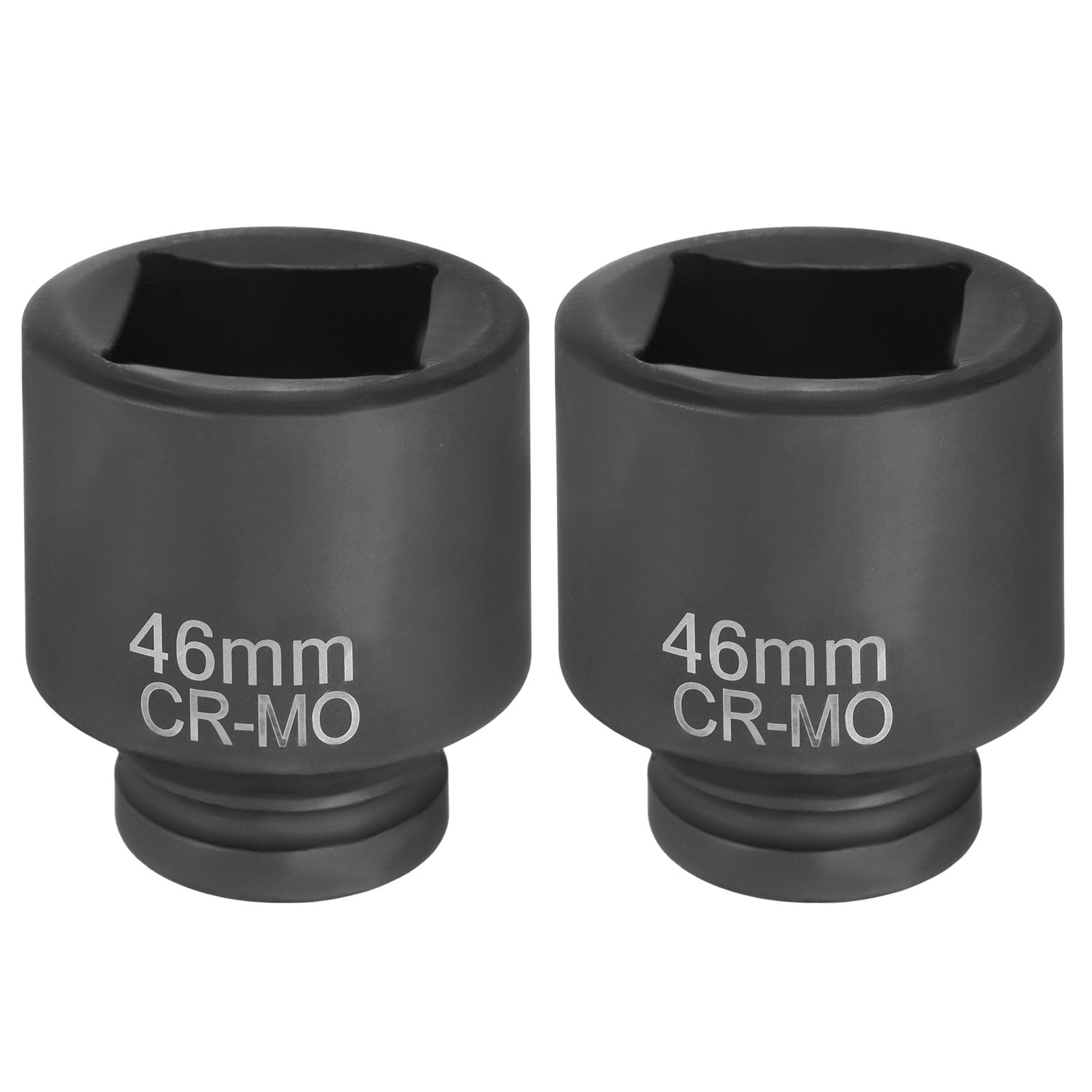 sourcing map 2 llaves de vaso cuadradas de 4 puntos de 1 pulgada de 46 mm de impacto cuadrado métrico CR-MO ennegrecimiento estándar de manga de rueda para reparación de automóviles, mantenimiento