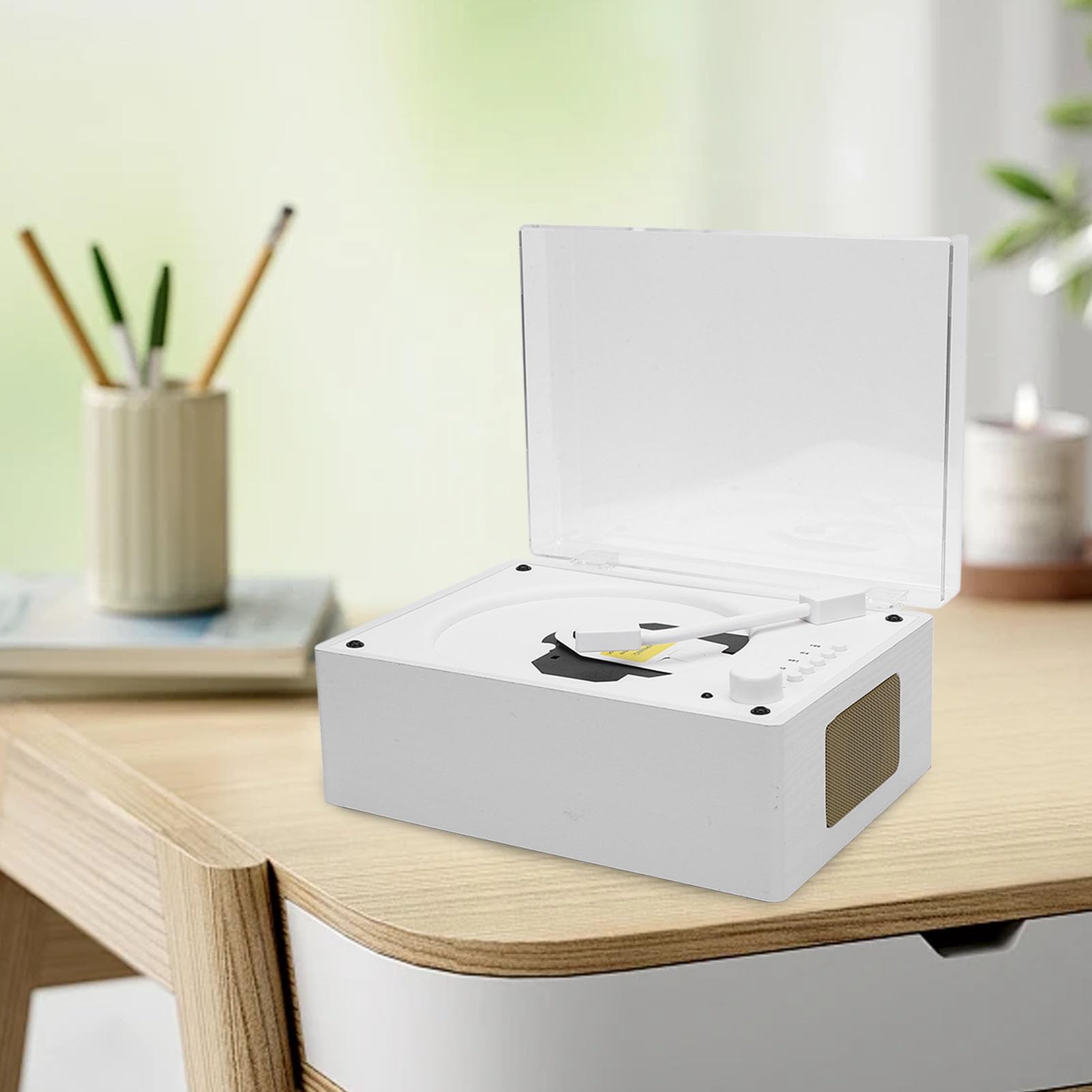 Przenośny Odtwarzacz BT CD Retro Wielofunkcyjny Odtwarzacz CD z Zdalnym Sterowaniem BT 5.0 USB Odtwarzanie Napędu Flash Wbudowane w baterię 3600 MAh do Podróży w Biurze (Kolor białego drewna)