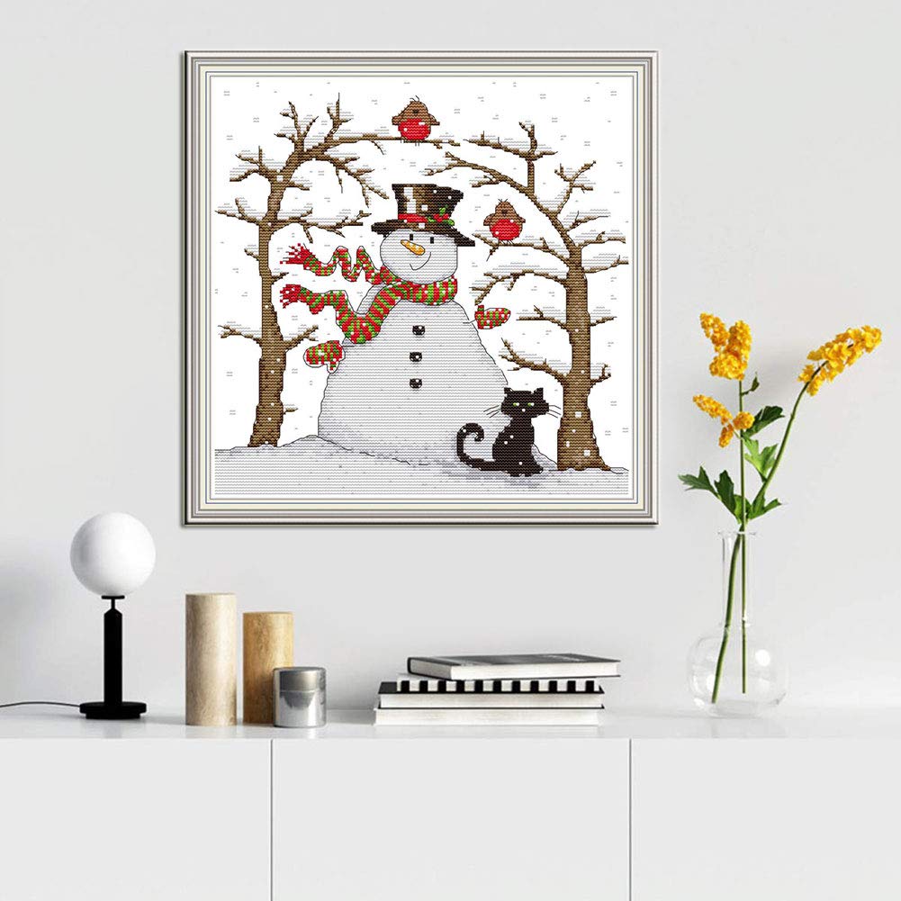 Kruissteek Borduurpakketten voor Volwassenen Kinderen, WOWDECOR Katten Kerst Dieren Honden Grappig 11CT Gestempeld DIY DMC Handwerken Gemakkelijk Beginners (Vogels