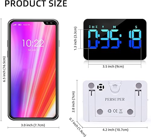 Miniatura 7 de Temporizador digital de cocina, cuenta regresiva, recargable, modo de vibración, pantalla LED de volumen y brillo ajustable, gestión del tiempo,