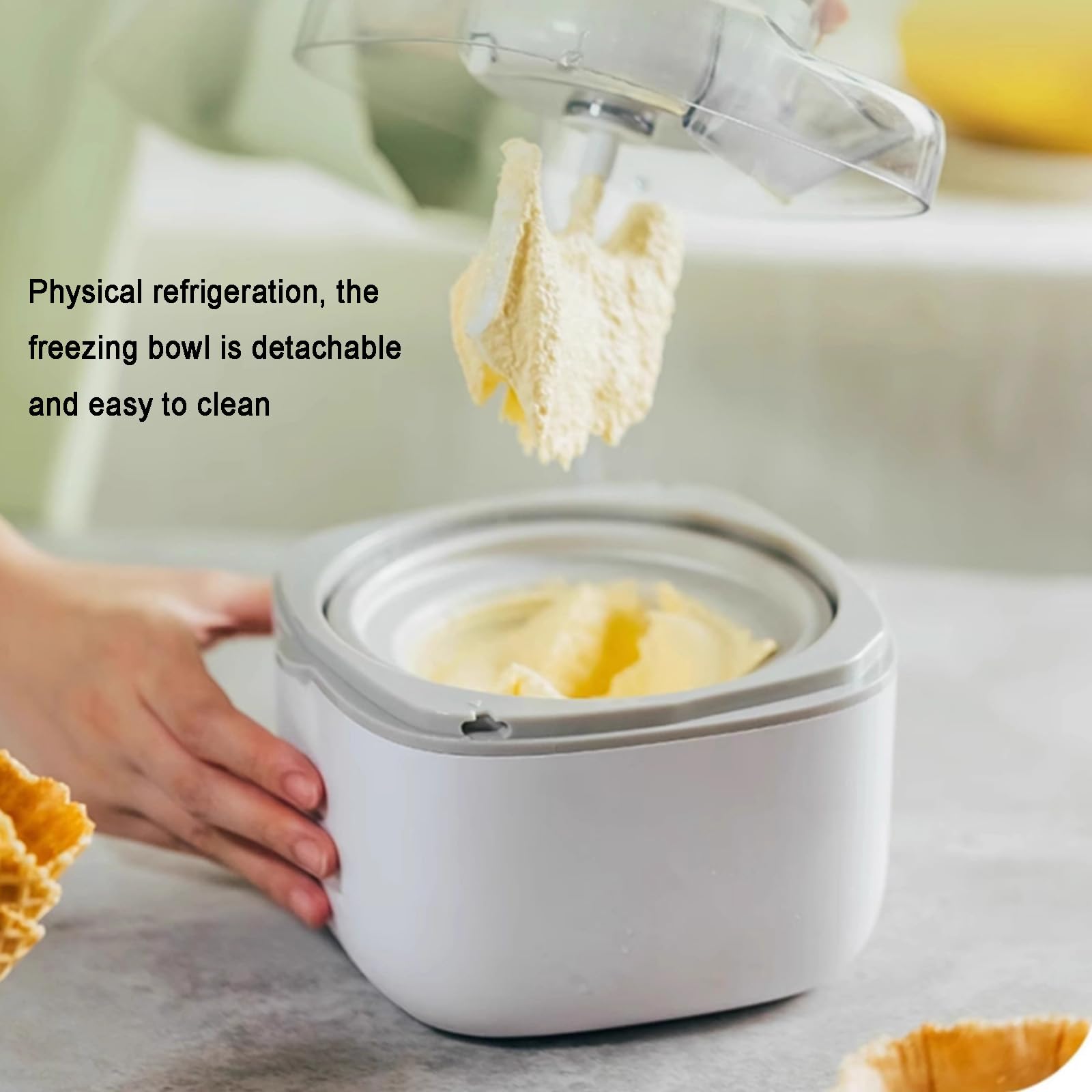 Máquina para Hacer Helados Caseros, Yogur Helado Y Postres, con Recipiente De 500 Ml, Preparación Rápida En 25 Minutos, para Preparar Helado, Sorbete Y Yogur