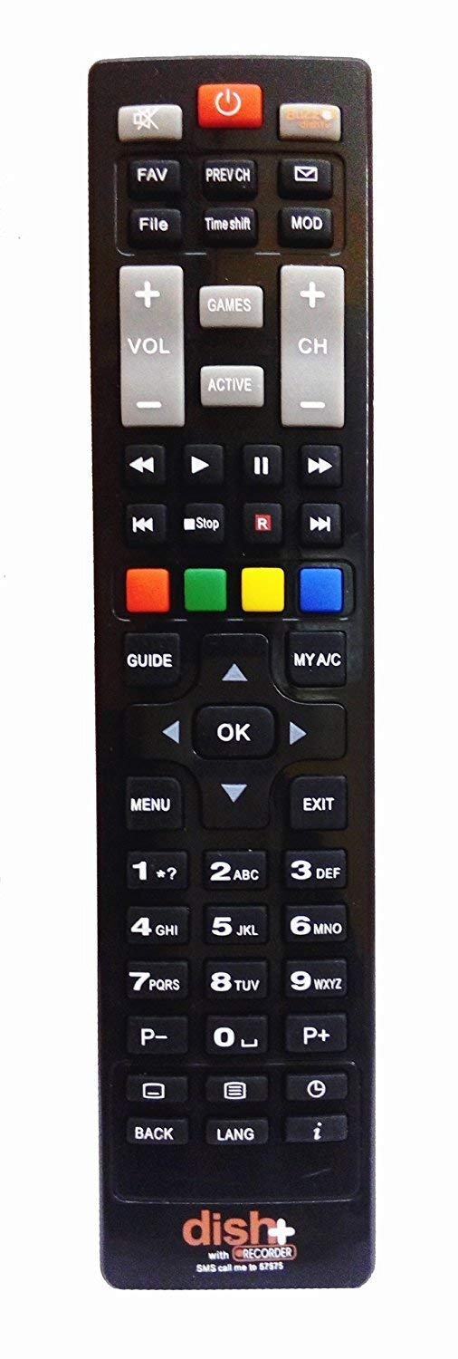 Remote Compatible with Dish TV Dish Plus Tv Remote (Black) SD/HD/HD+/4K DTH Set Top Box Remote Control