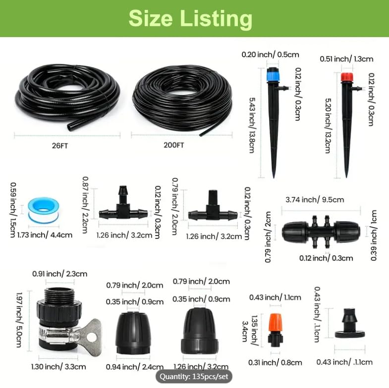 Miniatura 8 de Kit de riego por goteo micro de 226 pies, sistema de riego automático, sistema de riego de plantas de nebulización de patio con manguera de riego de