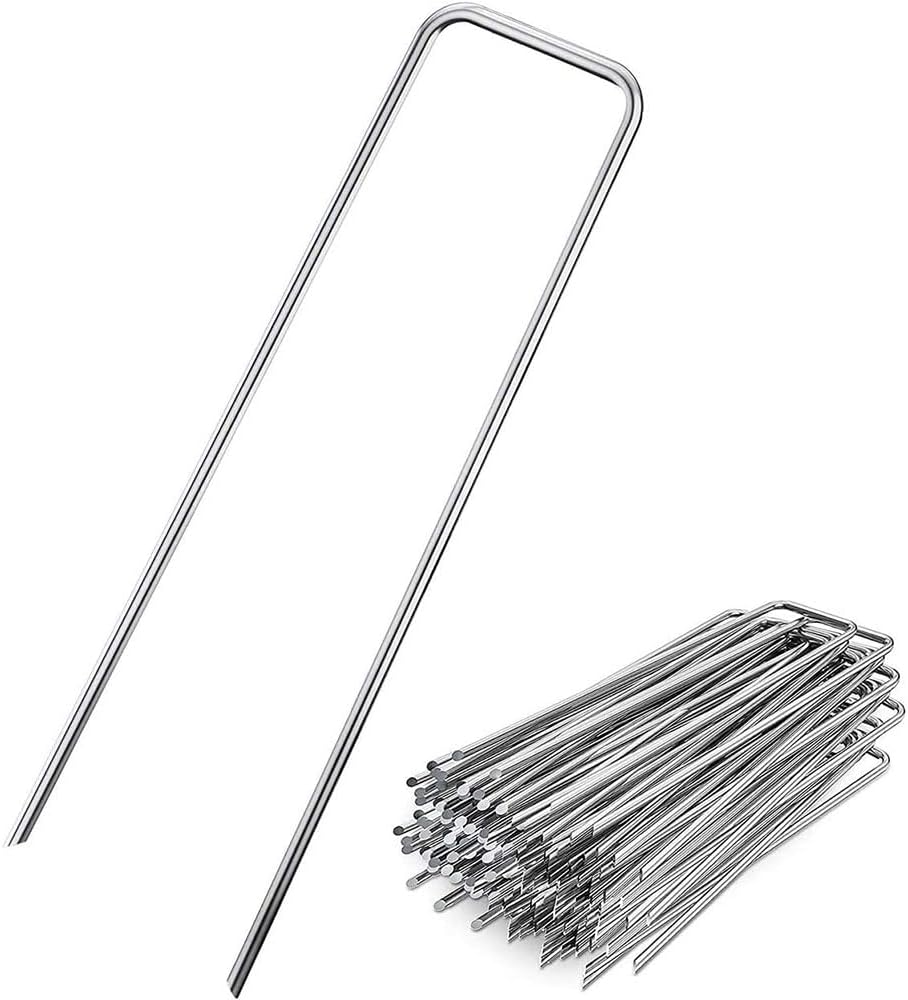 OYYQ 6 Inch 11 Gauge Galvanized Garden Landscape Staples Stakes Pins,Stainless Steel Staples for