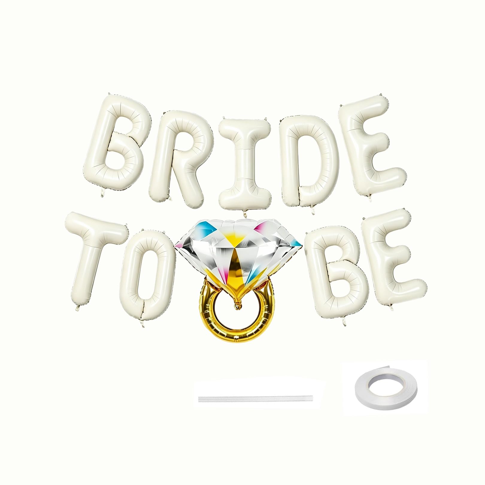 Bride To Be Balloons,for Hen Party Decorations,Cream White Bride To Be Banner Bridal Shower Diamond Ring Letters Foil Balloons Bachelorette Party Decorations for Wedding Engagement Hen Do Accessories