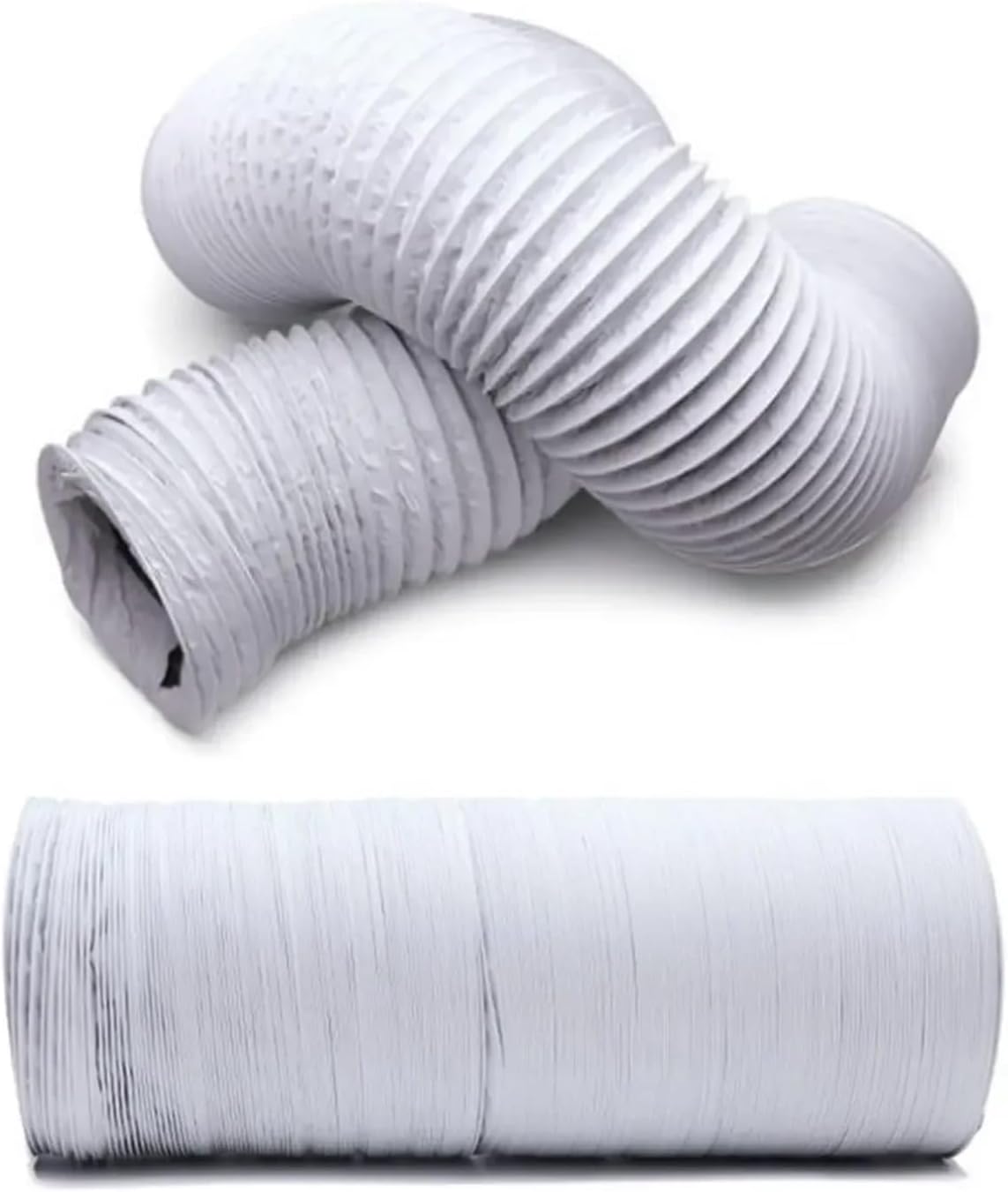 6M 150-80 mm Diameter Portable Flexible Vent Hose for Air Conditioning Replacement Parts Made of Aluminium Foil, Anti-Static Exhaust Hose, Vent Pipe (DIA.130MM-6M-White)