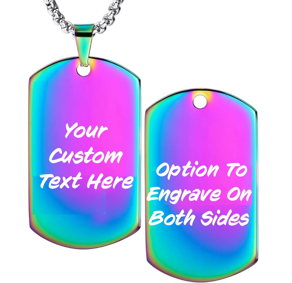 Personalized Dog Tag Style Necklace Pendant To Give As Gift For Men and Women For Birthdays, Anniversaries, Graduations, Military Celebrations, Memorial Keepsakes, and Special Milestones