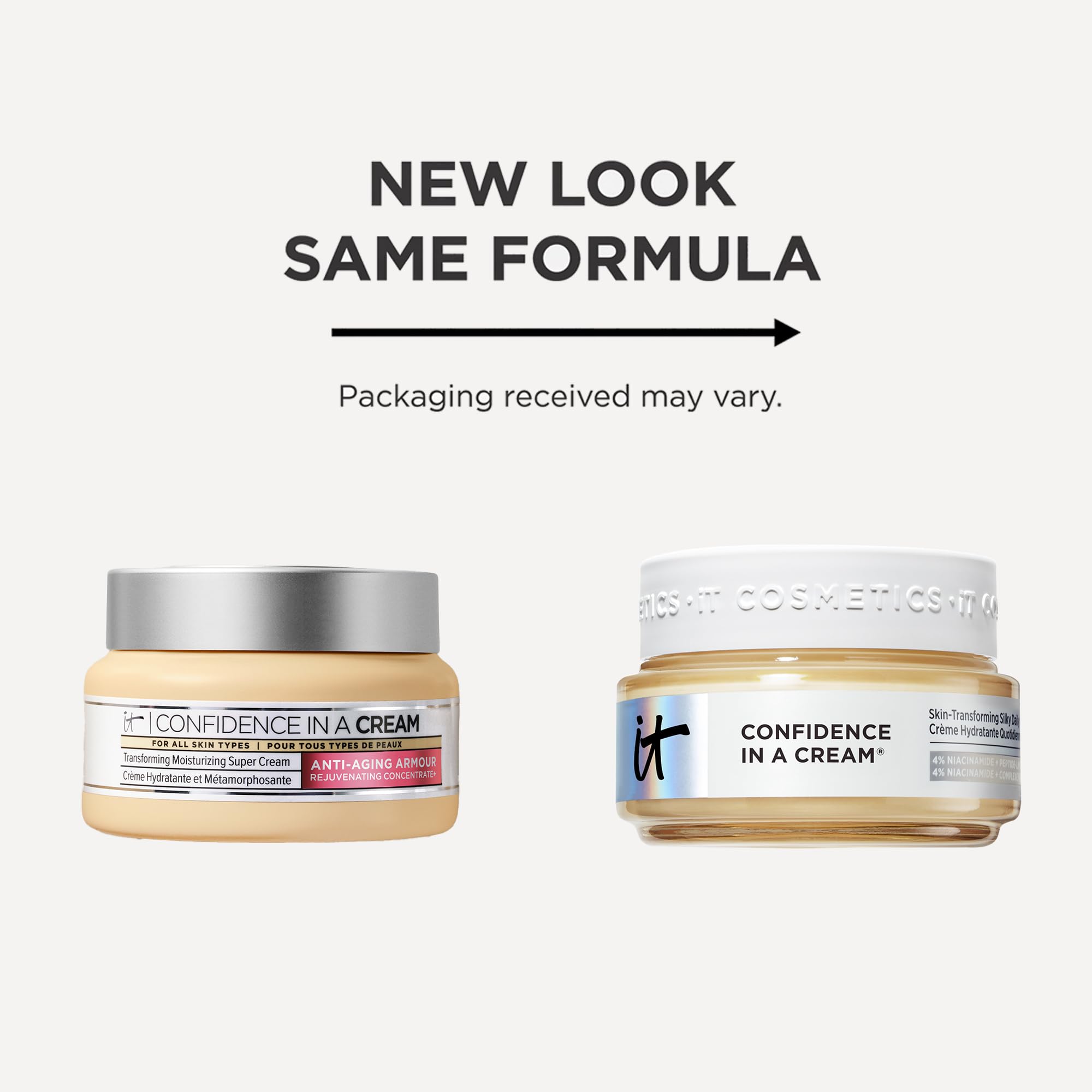 IT Cosmetics, Crema Antiedad Hidratante, Apta para Todo Tipo de Pieles, Mejora la Firmeza y Combate los Signos de la Edad, Hasta 48 Horas de Hidratación, Confidence In a Cream, 60 ml