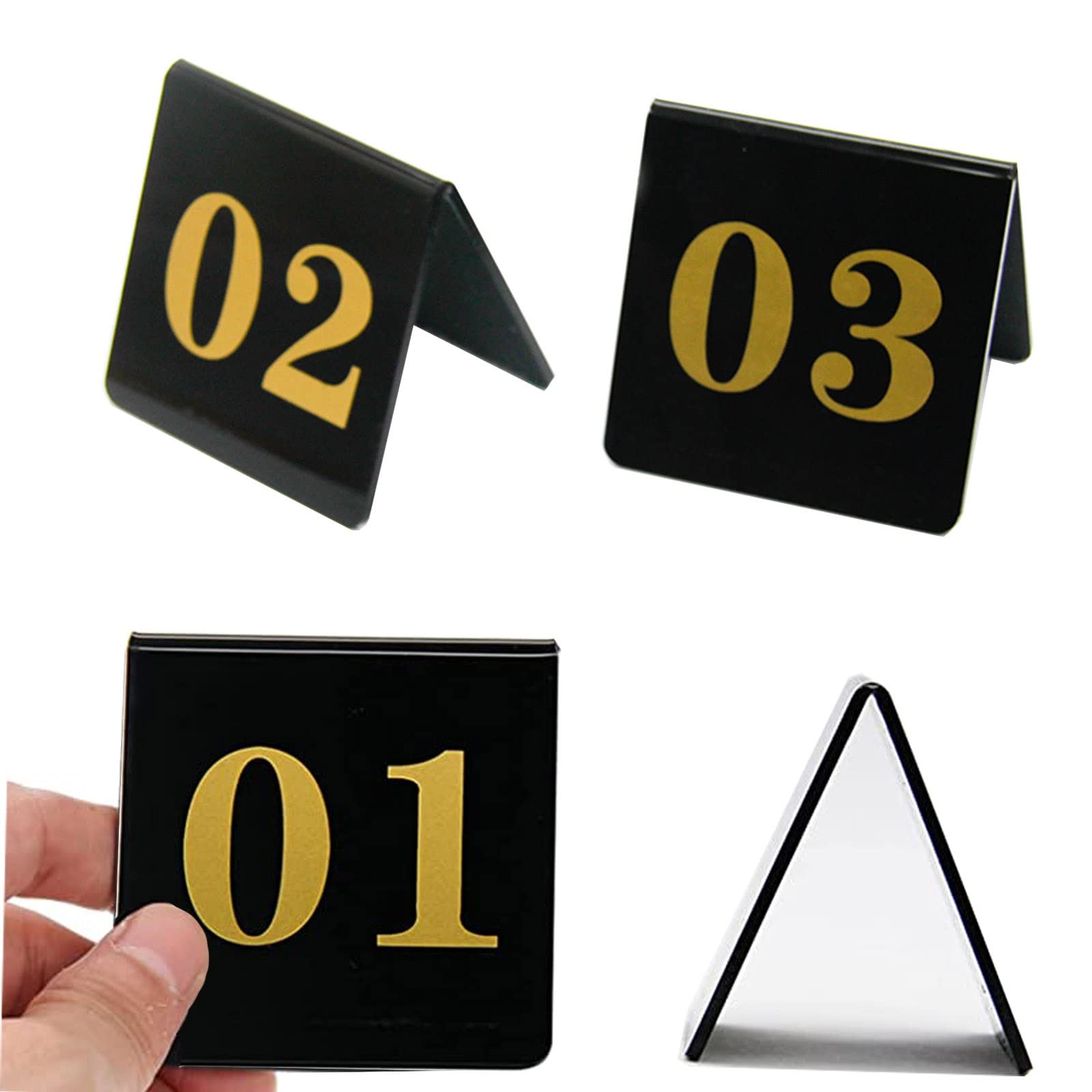 MYUYEE Number 1 To 25/50/100 Table Number Cards, Desk Sign Plate, Double-Sided Acrylic Table Number Card, Best For Rustic Receptions, Banquets, Cafés, Restaurants, Hotel (45682-80 * 80Mm)