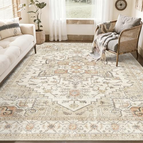 Area Rugs for Living Room 4x6, Non Slip Low Pile Carpet Washable Rugs Gold