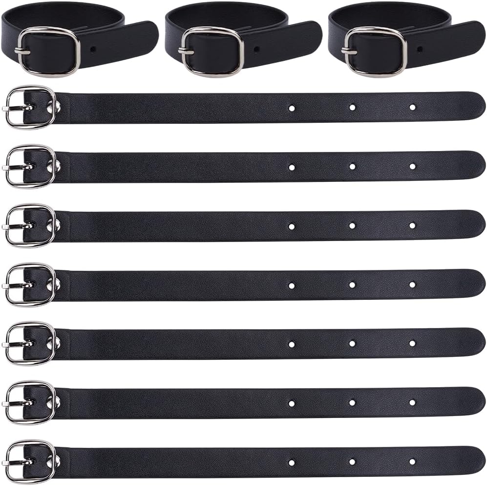 GORGECRAFT 10Pcs Traditional Kilt Extender Strap Faux Leather PU Black Adjustable Replacement Extension Stirrup Cuff Belts Straps with Alloy Buckle for Coat Dress Jacket Bags Suitcase DIY Crafts