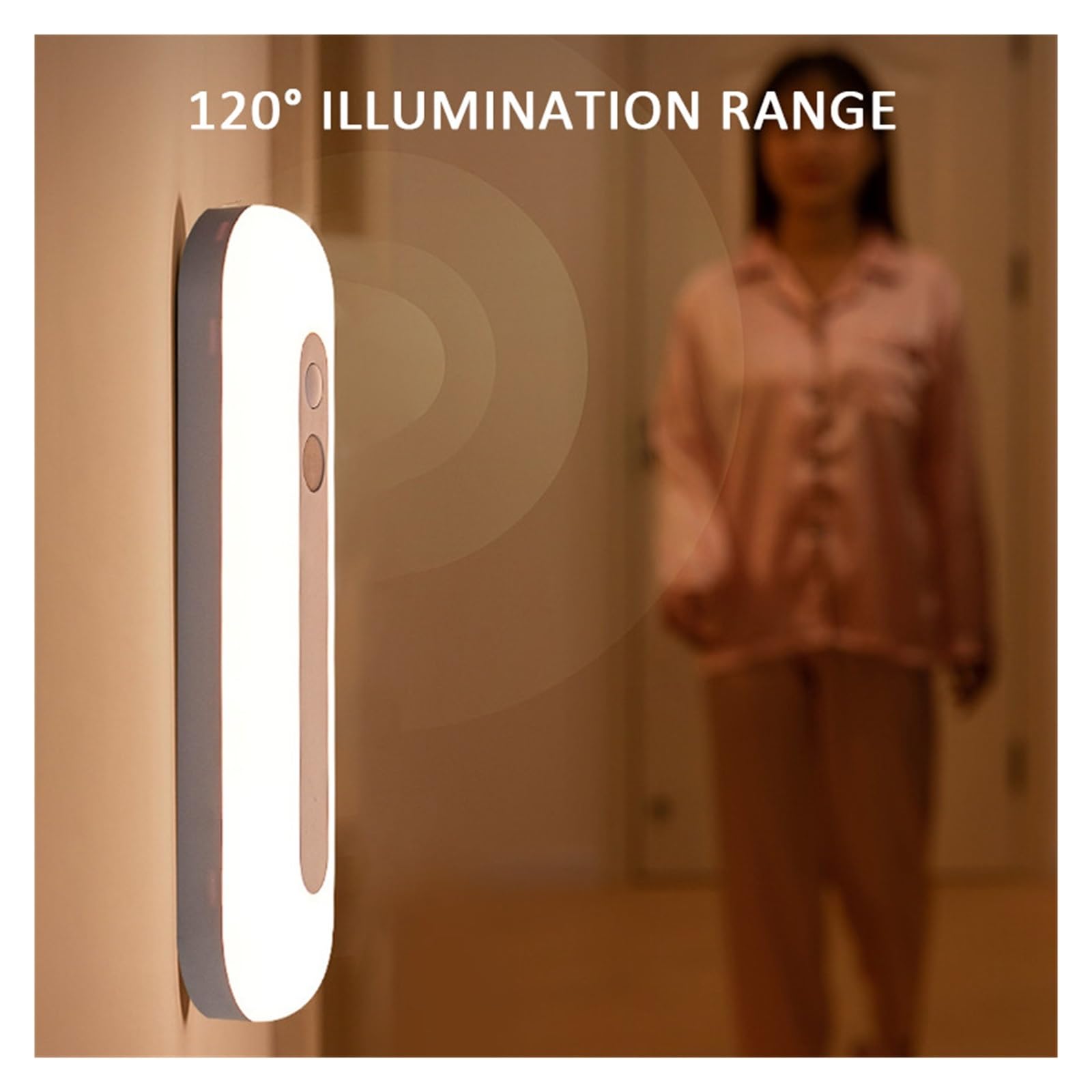 Luz LED Nocturna Con Sensor De Movimiento, Luces Armario Atenuación Continua Y Carga USB For El Hogar, Mesita Noche, Dormitorio, Lámpara Mesa Detector De Movimiento(White light,1200 mAh)