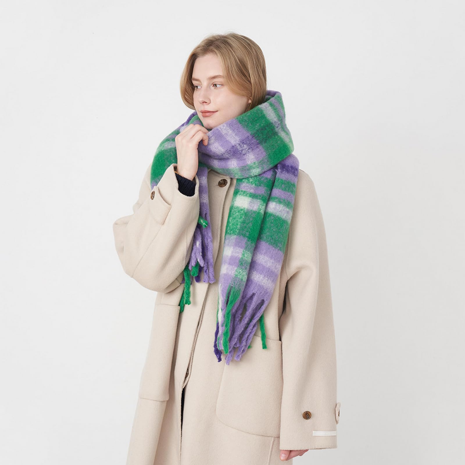 Foulard Donna Scaldacollo Invernale Classico Da Con Sciarpa Scozzese Retrò Calda