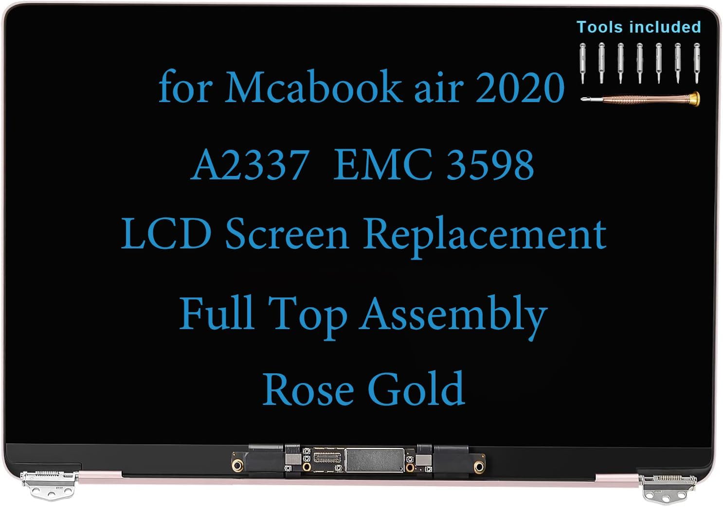 Screen Replacement for MacBook Air M1 2020 A2337 EMC 3598 LCD Screen Complete Full Top Display Assembly Kit (Rose Gold)
