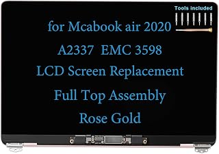 맥북 에어 M1 2020 A2337 EMC 3598 LCD 스크린 컴플리트 풀 탑 디스플레이 조립 키트 (로즈 골드)