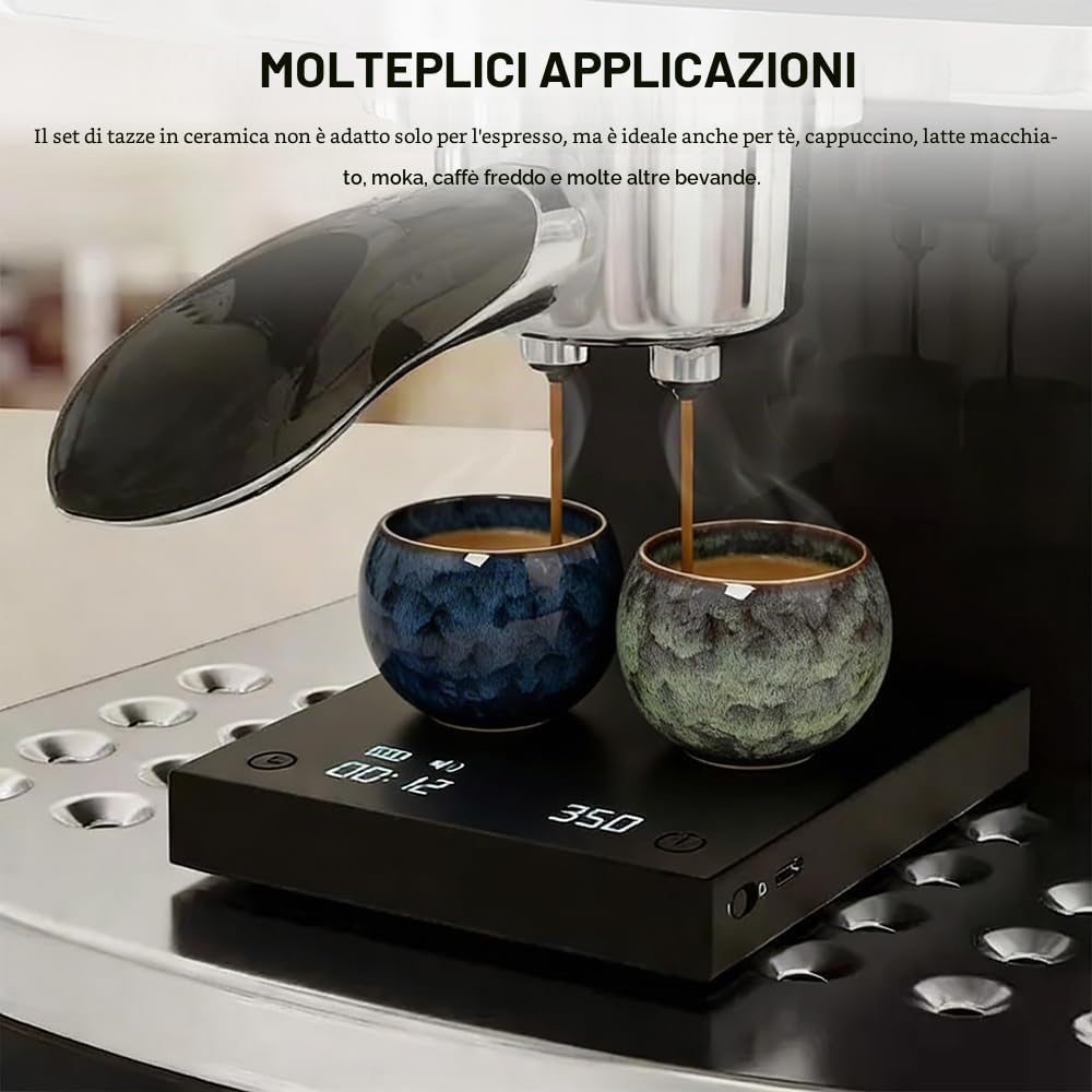 6 Pezzi Tazze da Caffe Espresso 150ml - Senza Manico -Tazze da Tè