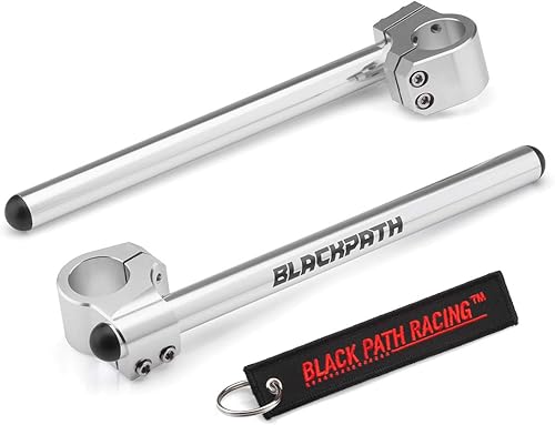 BlackPath - Manillares de ajuste universal de 78 pulgadas con clip para tubos de horquilla de 1.378 in, motocicleta con mango fijo Clipons (Plata)