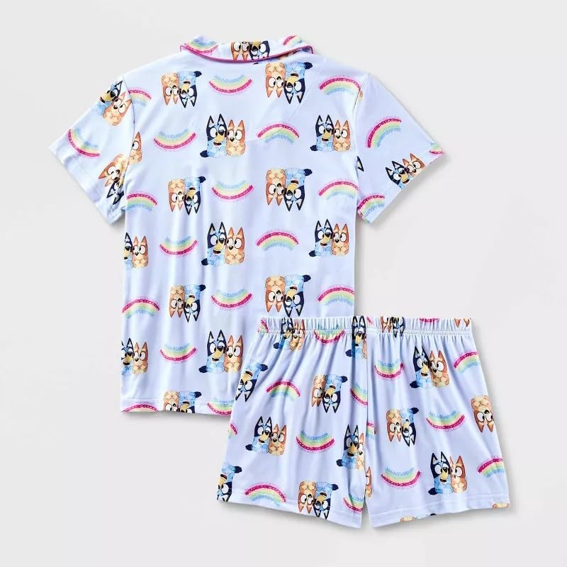 Centric Brands Bluey & Bingo Girls’ 2pc Pajama Set – Button-Down Collar Top & Shorts – Toddler Sleepwear – Sizes 2T–4T2