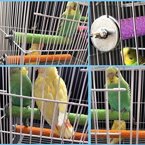 Image of PINVNBY Parrot Bath Box Bird Bathtub Parakeet Bathing Tube with Bird Perches Stand Paw Grinding Cage Accessories Ideal for Small Birds Lovebirds Canary Finches(3 PCS Random Color)