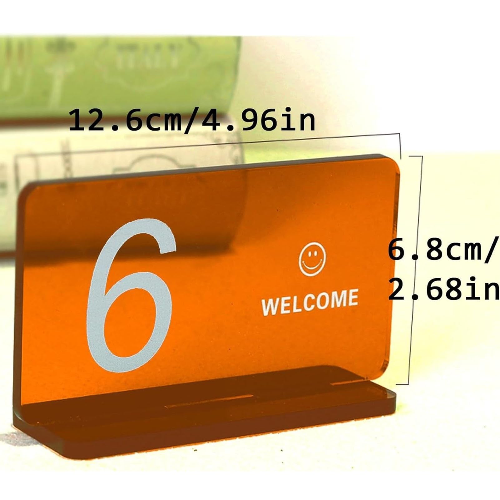 Soporte acrílico para números de mesa, diseño moderno, letrero digital para restaurantes, cafeterías, cafeterías, incluye tarjetas de números (81-90), forma rectangular de 5 cm de grosor