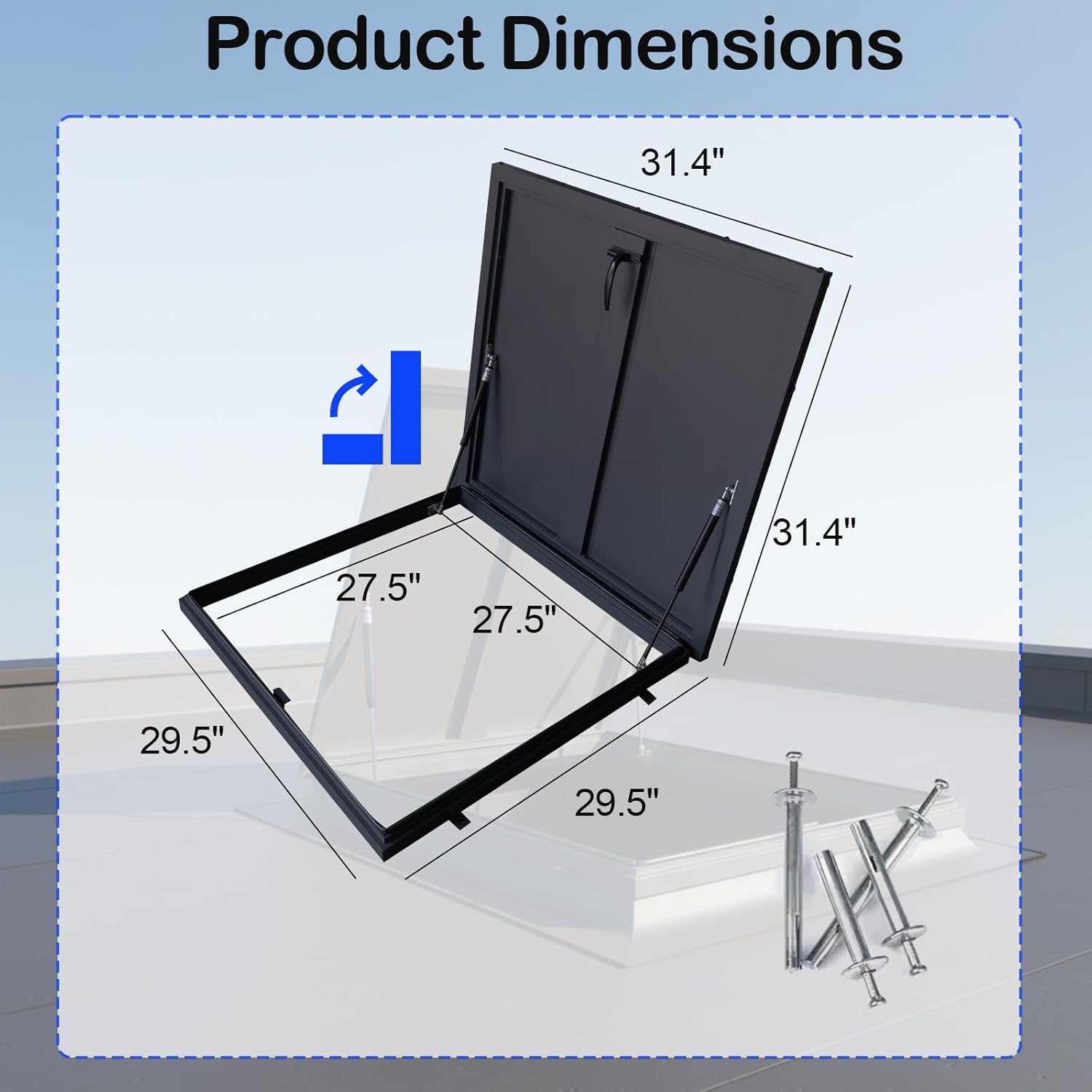 Roof Access Hatch 31.5" x 31.5", Aluminum Attic Access Door, Waterproof Inspection Hatch, Heavy-Duty Crawl Space Cover for Roofs and Attics (Black)