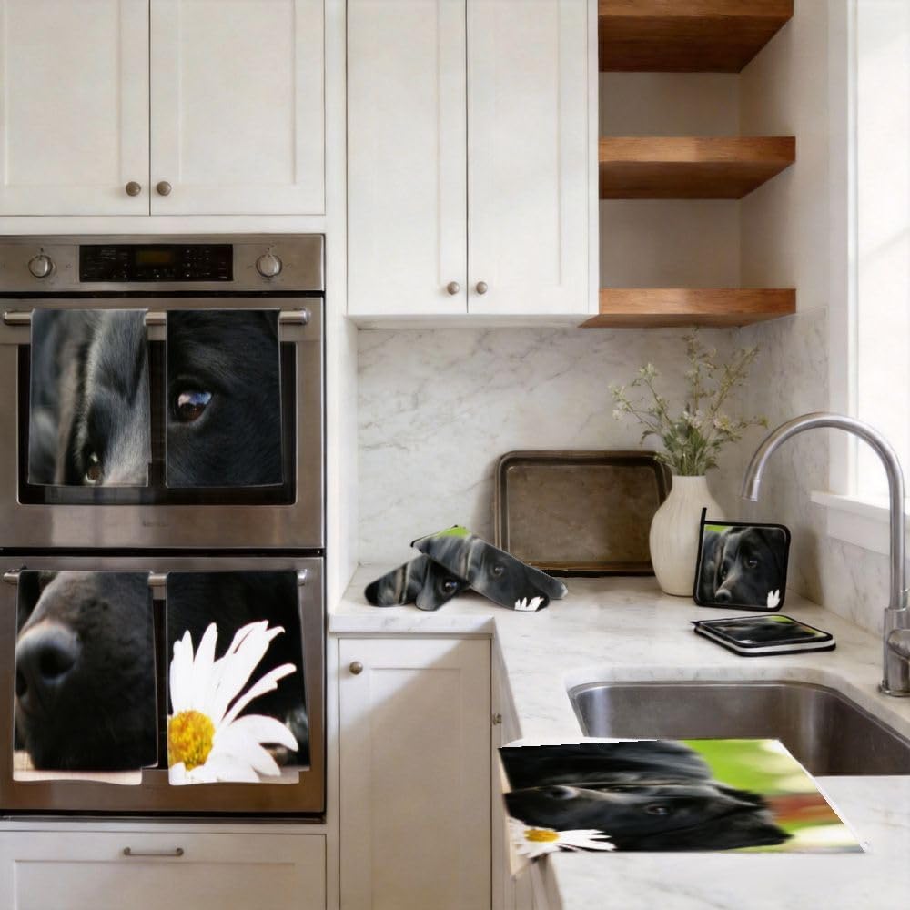 9PCS Lovely Black Dog1 Cucina Decor e Accessori Set