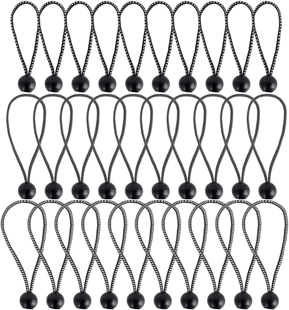 30 Pack Ball Bungee Cords, Includes 6, 9, 11 Inch Heavy Duty Gazebo Tarp Tie Down Cords, High Elastic UV Resistant Bungee Cords with Balls for Shelter, Canopy, Cargo, Screen