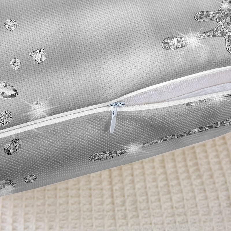 Miniatura 5 de Feelyou Juego de 2 fundas de almohada de diamantes (sin diamantes), funda de cojín gris para decoración del hogar, sala de estar, funda de cojín