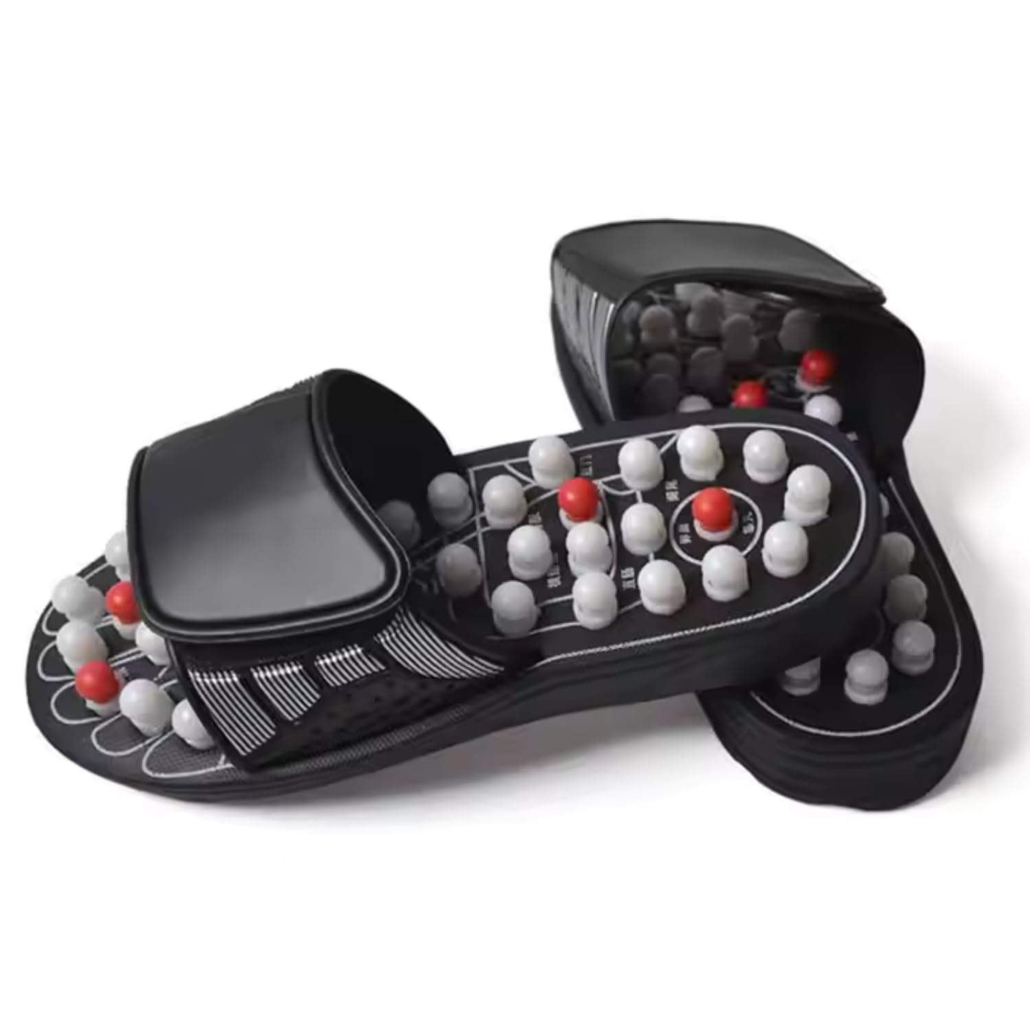 MEDITROVE Yoga Paduka I Manual Spring Acupressure and Magnetic Therapy I Rubber Foot Massager Slipper I Full Body Blood Circulation Natural Slippers I Leg Relaxer Sandals for Men & Women - Black-image-8