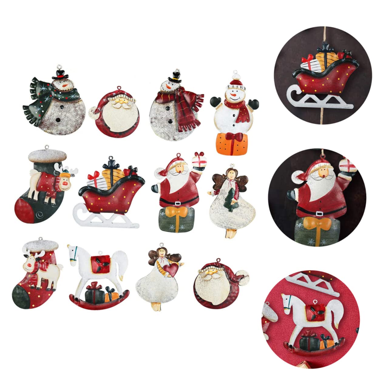 TOPBATHY 2 Sätze Weihnachtsschmuck Anhänger Weihnachts Figuren Weihnachtsfigur Weihnachtsbaum Hängende Verzierung Hängende Weihnachtsverzierung Aus Holz Hölzern Colorful 12 Stück * 2