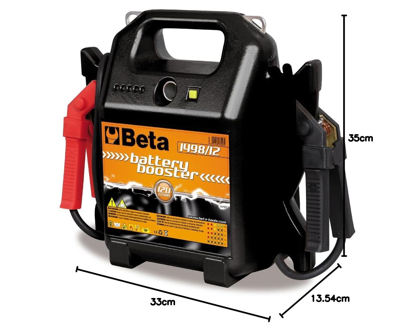 Beta 1498/12 Avviatore Batterie Auto Portatile 12V Portatile con Cavi Avviamento e Pinze Isolate