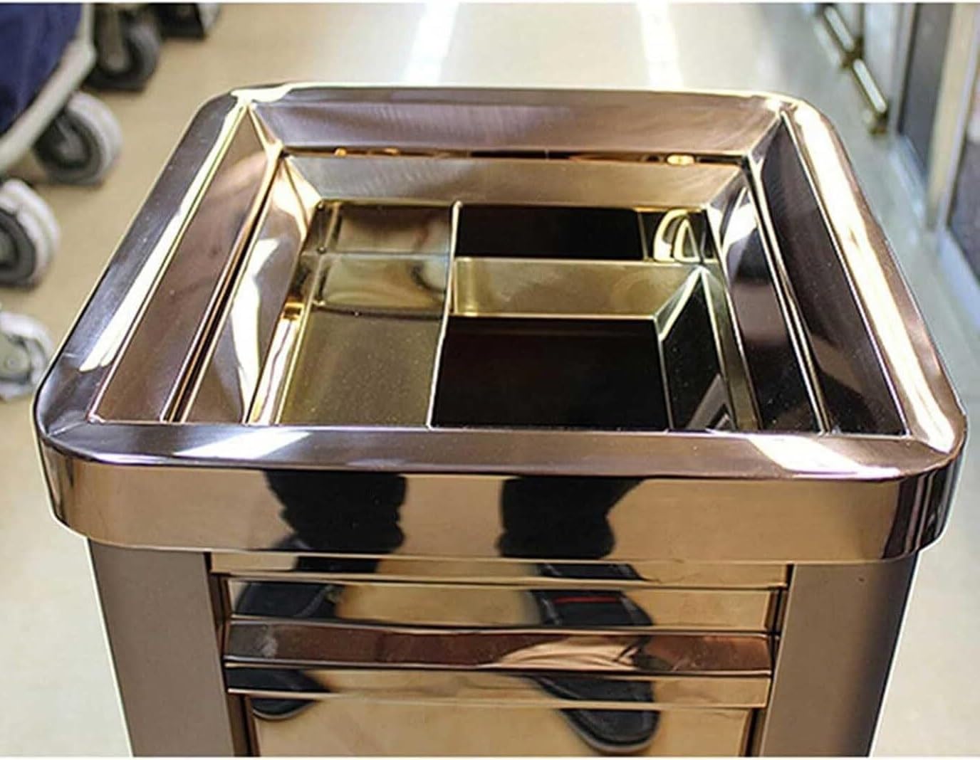 Outdoor Bin Commercial Trash Can Dustbin Detachable Floor Standing Square Trash Can Commercial Buildings Practical Trash Bin Hotel Garbage Bin,